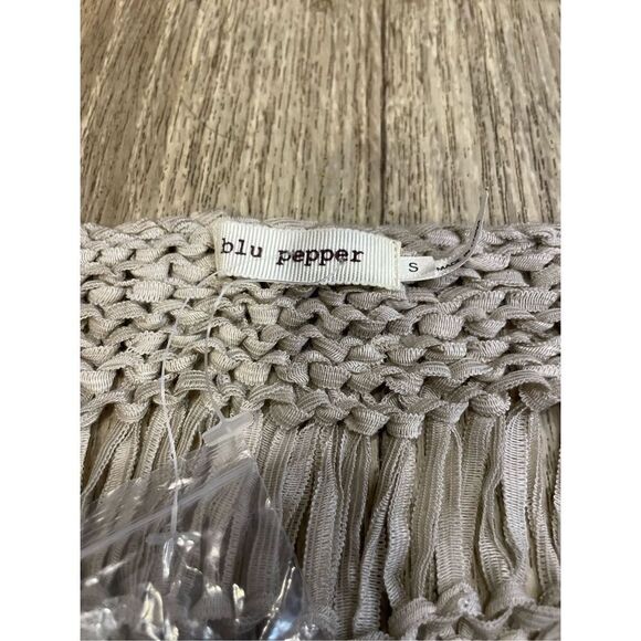 Blu Pepper Tan Vest Top Small Fringe Distressed New - Picture 3 of 5